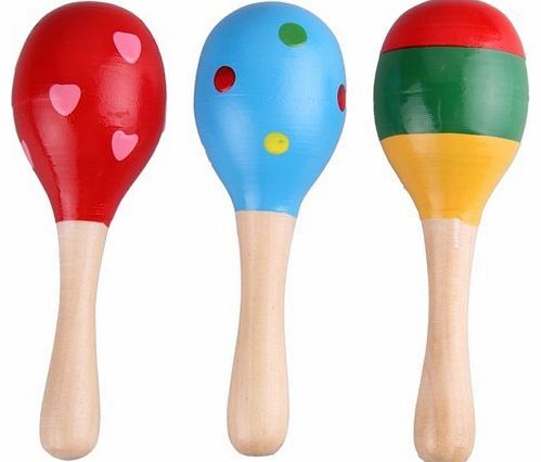 Homgaty 2 Wooden Wood Maraca Rattles Shaker Percussion kid Baby Musical Toy Favor Perfect gift for kids