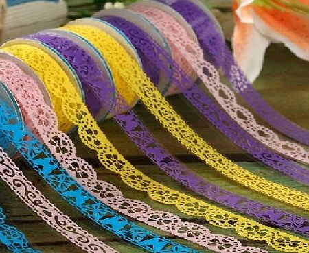 Homgaty 5pcs Roll Decorative Sticky Adhesive Lace Cotton Washi Tape for DIY Craft