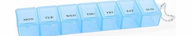 Homgaty 7 Day Weekly Pill Box Organizer Medicine Tablet Holder Dispenser Holder Storage (Blue)