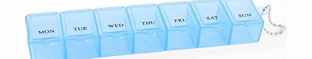 Homgaty 7 Day Weekly Pill Box Organizer Medicine Tablet Holder Dispenser Holder Storage (Blue)