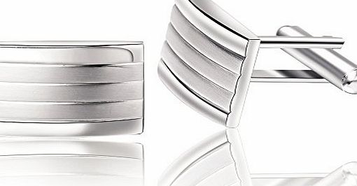 Honey Mens Plain Silver Rectangle Business Wedding Cufflinks Gift Present
