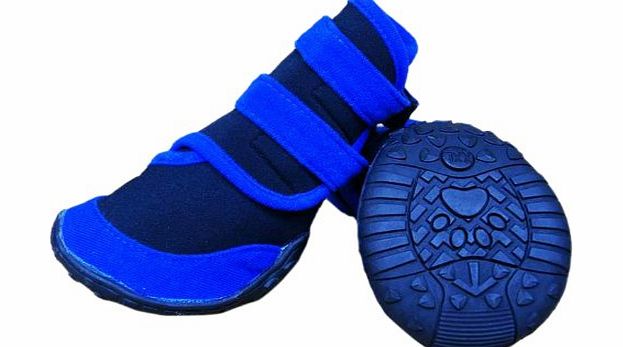 Honeystore Waterproof Suede Antiskid Dog Winter Boots Blue Medium