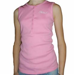 Jnr Grandad Rib Vest - Pink