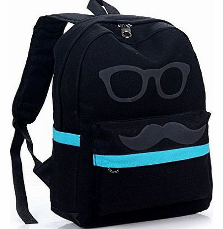 Minetom New Korean Version The Glasses Backpacks/Female Student Bags/Personality Beard Casual Canvas Backpack