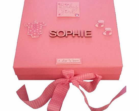 Hoolaroo Personalised Baby Girls Birth Keepsake Memory Trinket Box PINK