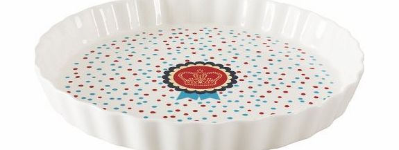 Hope and Greenwood 1-Piece 28 cm Porcelain Flan Dish, White/ Blue/ Red