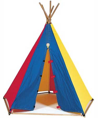 TEEPEE in primary colours.