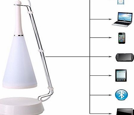 Horevo  Bluetooth Speakers with Lights, Portable LED Table Lamp Bedside Stereo Touch Hifi Speakers Music Night Light USB Charging Battery Power Energy Saving Lamp Music Desk Lamp White