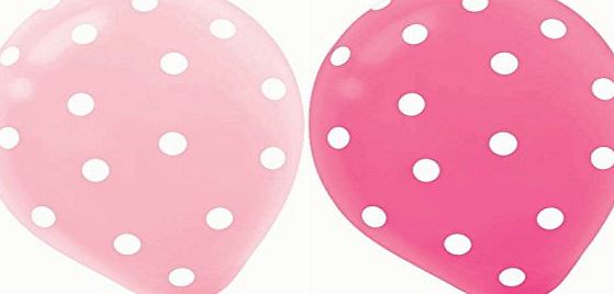 Hosaire Pack of 20 Round Helium Quality 12`` Pink Polka Dot Balloons - 10 dark pink and 10 light pink.