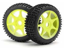 Hot Bodies WHEEL 1/8 BUGGY SPOKE YELLOW WITH GLUED NOTCH