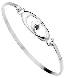 Hot Gems Sterling Silver Black Cubic Zirconia Bangle