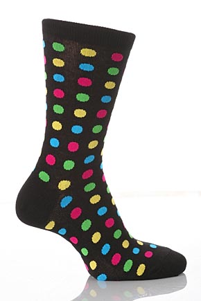 Hot Sox Ladies 1 Pair Hot Sox Fun Dots Socks In 4 Colours Black