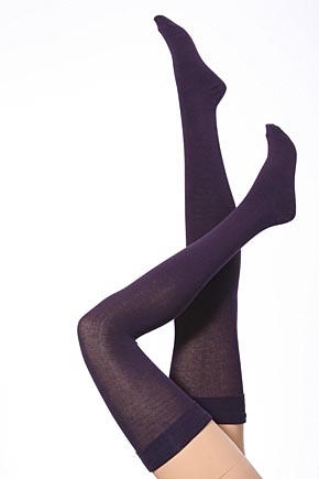 Ladies 1 Pair Hot Sox Turncuff Thigh High Socks In 2 Colours Purple Velvet