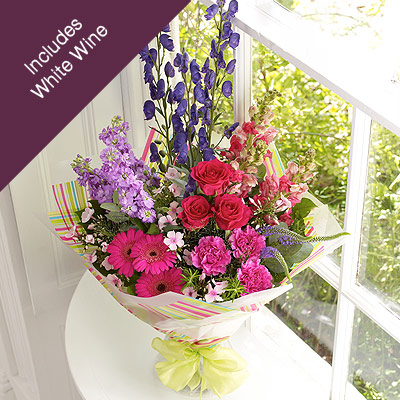 hot Summer Flower Hand-tied with White Wine