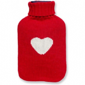 Water Bottle with Heart Knitted Cover