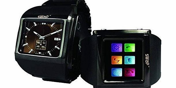 HOTcraze sWaP Classic Watch Sim Free / Unlocked Smart Mobile Phone watch (Web, Camera, Video, Music) - Black