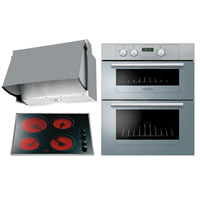 Hotpoint Built Under Double Oven UY46X- Ceramic Hob E6014 and Integrated Hood HTN40
