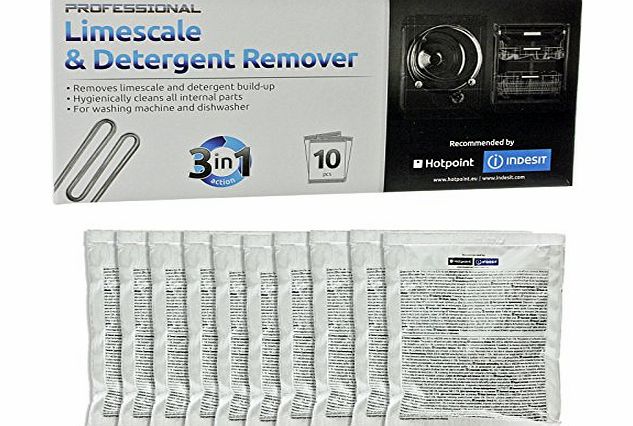 Hotpoint Washing Machine Limescale Descaler / Cleaner Sachets (Pack of 10)