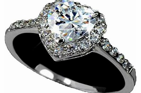 Hotportgift 2014 18K Rose Gold GP Crystal Heart Wedding Engagement Ring (17=7, Platinum)