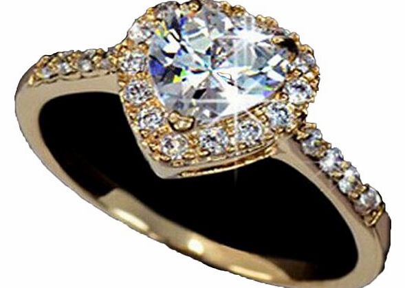 2014 18K Rose Gold GP Crystal Heart Wedding Engagement Ring (18=8, Golden)