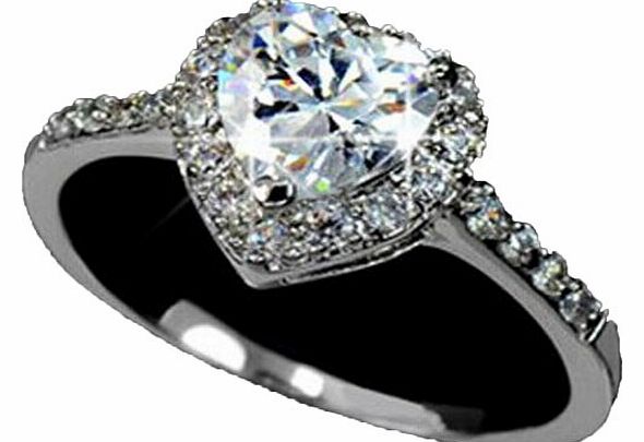 2014 18K Rose Gold GP Crystal Heart Wedding Engagement Ring (18=8, Platinum)