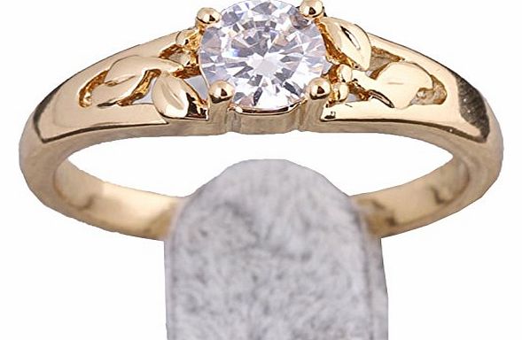 Hotportgift Engagement Princess White Topaz Ring 18k white/Yellow gold filled lady ring (Gold, 6)