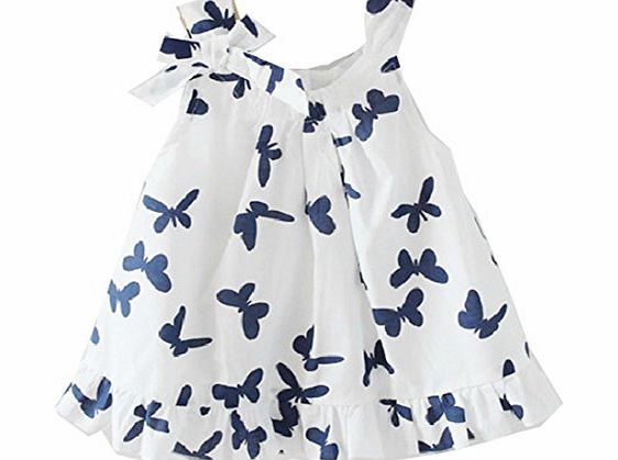 Hotportgift Lovely Baby Girls Kids Toddlers Casual Top Butterfly Bowknot Cotton Dress