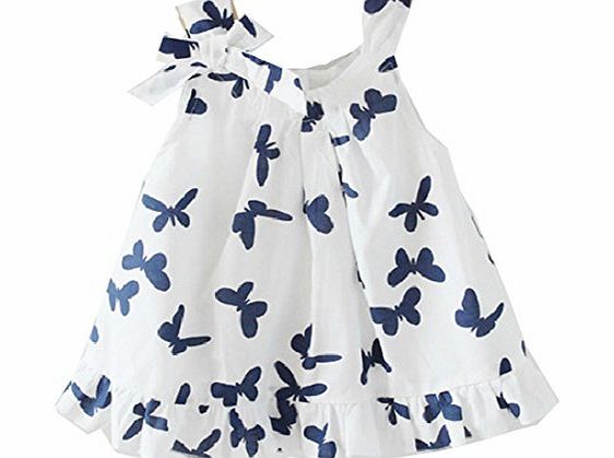 Hotportgift Lovely Baby Girls Kids Toddlers Casual Top Butterfly Bowknot Cotton Dress