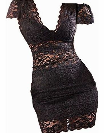 Hotportgift Sexy Women Party Clubwear Cocktail Evening Dress Bodycon Mini Dress Black