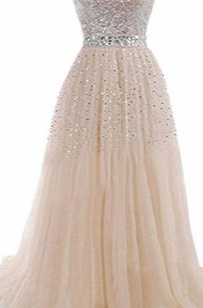 Hotportgift Sexy Women Sequins Long Formal Gown Prom Cocktail Evening Bridesmaid Full Dress (M, Champagne)
