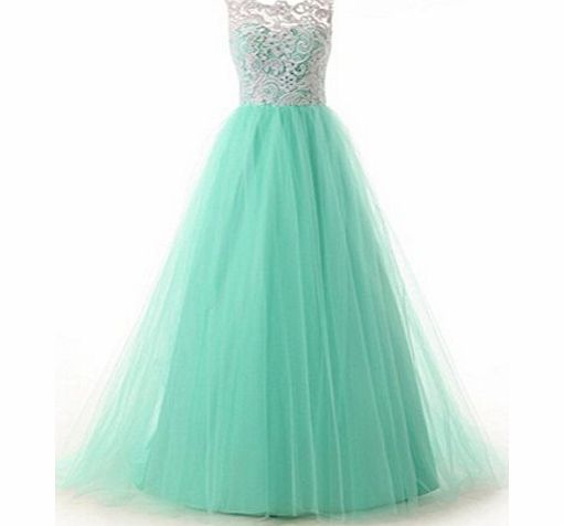 Hotportgift Women Lace Evening Bridesmaid Dress Long Formal Prom Dress (L ( UK M), green)