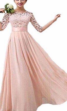 Hotportgift Women Long Bridesmaid Prom Gown Evening Formal Party Cocktail Prom Dress (M ( UK S), pink)