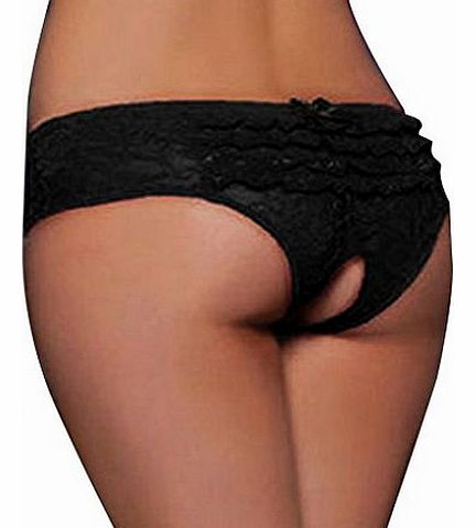 Hotportgift Women Sexy Ruffles Panties Open Crotch Knickers Brief 10 12 14 16 18 20 22 24
