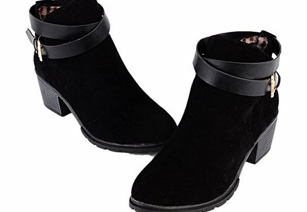 Hotportgift Womens Nubuck High-heel Belt Buckle Martin Boots Ankle Boots (EU...