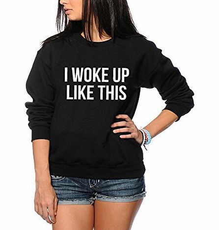 HotScamp I Woke Up Like This Beyonce Flawless Sweatshirt Jumper - Black, Medium