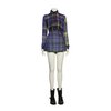 Pleated tartan print blouse