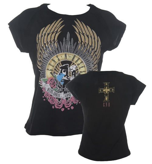 House Of The Gods Ladies Charcoal Raglan Sleeve Guns N Roses Gone