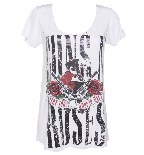 House Of The Gods Ladies Foil Print Guns N Roses Pistols White