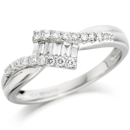 House Of Williams 0.25 Ct Fancy Crossover Diamond Ring In 18 Carat White Gold