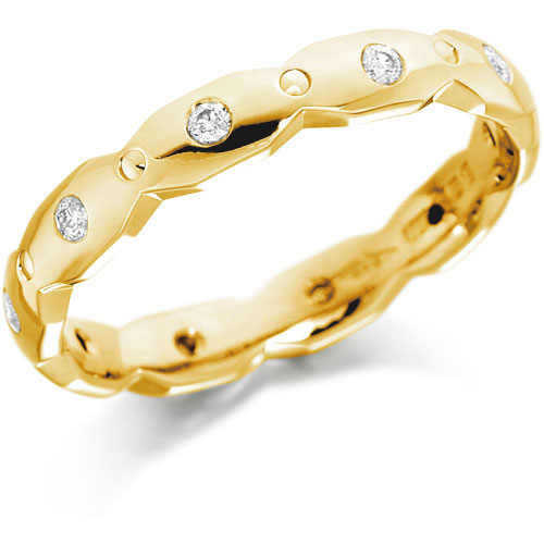 House Of Williams 3mm 0.10 Ct Diamond Link Court Wedding Band In 9 Ct Yellow Gold