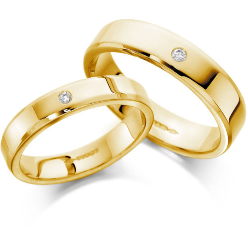 House Of Williams 4mm 0.02 Bevelled Edge Flat Wedding Band In 18 Ct Yellow Gold