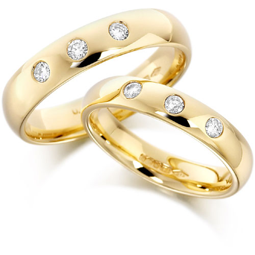 House Of Williams 4mm 0.15 Ct Diamond Court Wedding Band In 18 Ct Yellow Gold