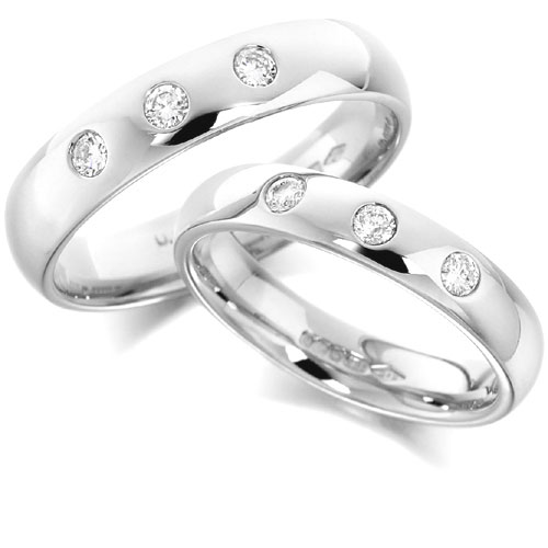 House Of Williams 4mm 0.15 Ct Diamond Court Wedding Band In 9 Ct White Gold