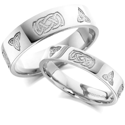 House Of Williams 4mm Celtic Design Flat Court Wedding Band In 9 Ct White Gold
