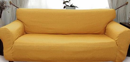 houselinen.co.uk Stretch Elastic Sofa Cover (gold) 3 Seater Settee (slipcover 170-220cm)