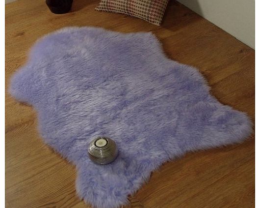 Lilac faux fur sheepskin style single rug 70 x 100 cm washable