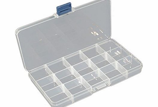 Housweety Compact Adjustable 15 Compartment Plastic Storage Box Jewel Case Tool Container