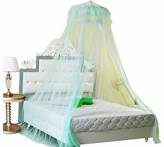 New Round Lace Curtain Dome Bed Canopy Netting Princess Mosquito Net (Light Blue)