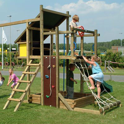 Hout-Land Adventure Tower with Polymer Slide (610A - Adventure Tower with Yellow Slide)