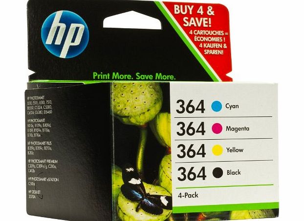 HP 364 Original Printer Ink Cartridges (Cyan / Magenta / Yellow / Black) For use with HP Deskjet 3070A 3520 Officejet e-AIO 4620 4622 Photosmart B8550 C5324 C5380 C6324 C6380 D5460 Photosmart e-Statio